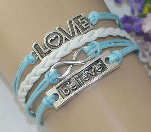 Blue & white infinity bracelet