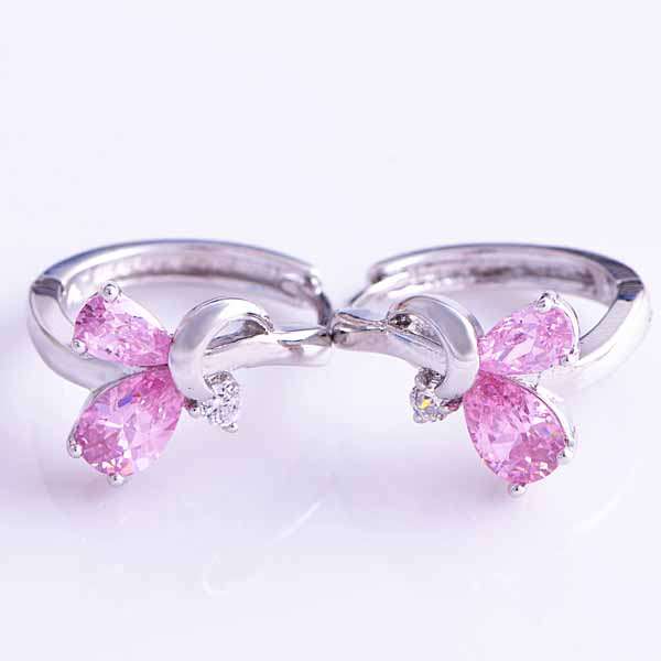 White gold filled pink cubic zirconia earrings
