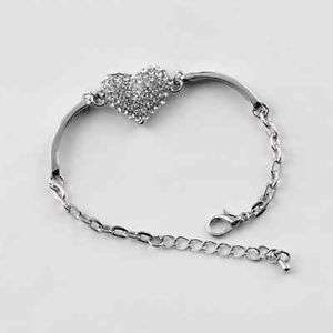 Heart shaped crystal rhinestone bracelet