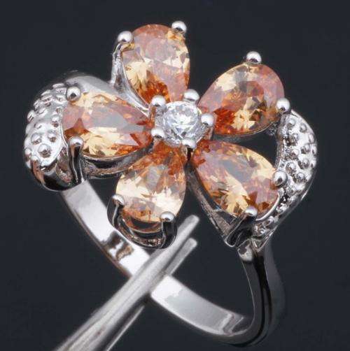 Morganite flower ring size 6