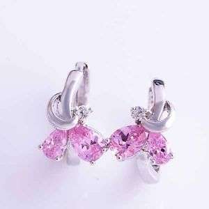 White gold filled pink cubic zirconia earrings