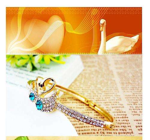 Gold filled rhinestone swan bracelet