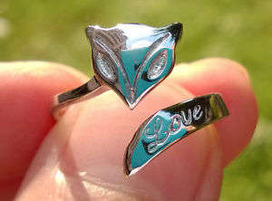 Sterling silver fox love ring size 7-9
