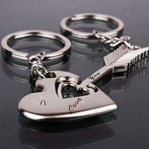 Couple heart & arrow key chain