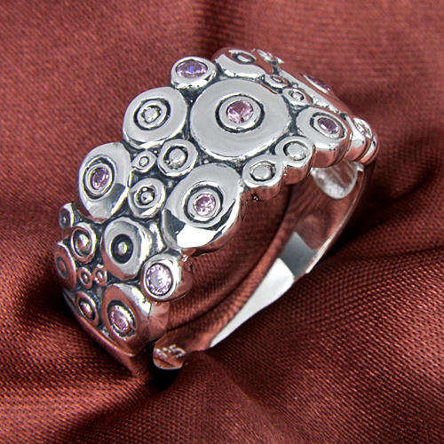 Sterling silver vintage fashion pink topaz ring size 7