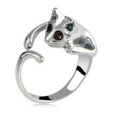 Cute crystal eye kitten ring size 8-9