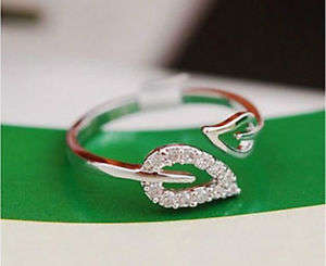 Crystal leaf ring size 6-7