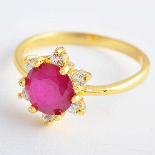 Gold filled ruby & cubic zirconia ring size 8