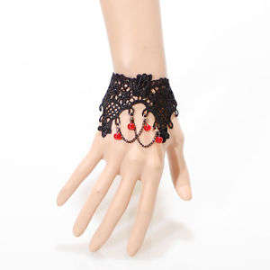 Blace & red lace bracelet