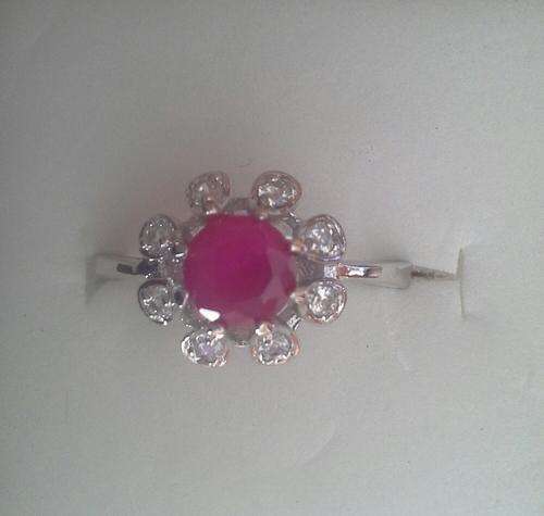 White gold filled ruby & topaz ring size 8