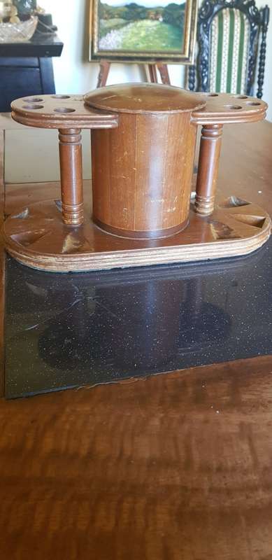 Vintage Tobacco Jar and Pipe Stand