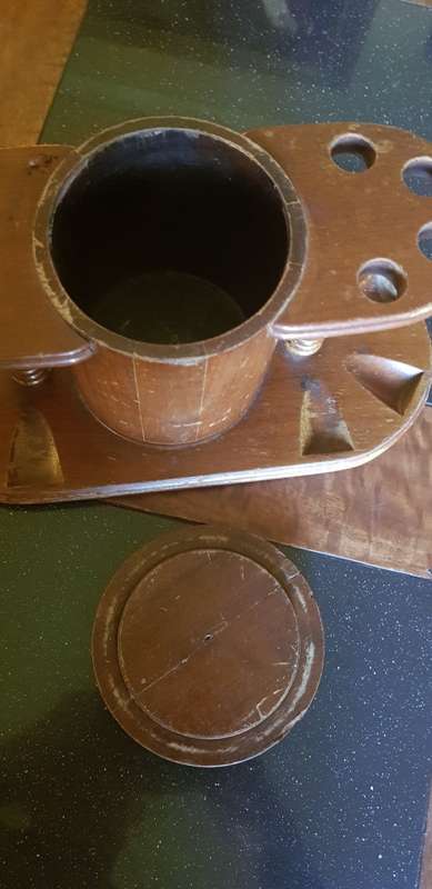 Vintage Tobacco Jar and Pipe Stand