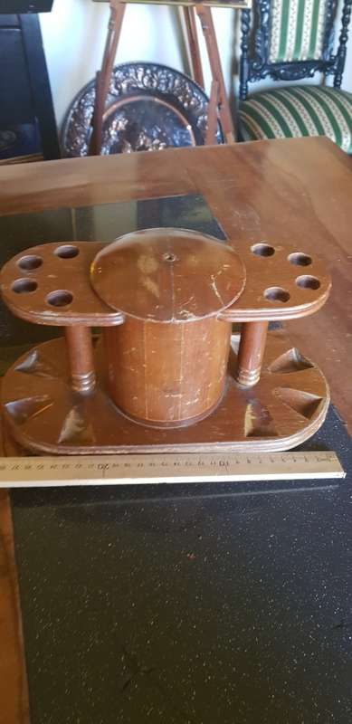 Vintage Tobacco Jar and Pipe Stand
