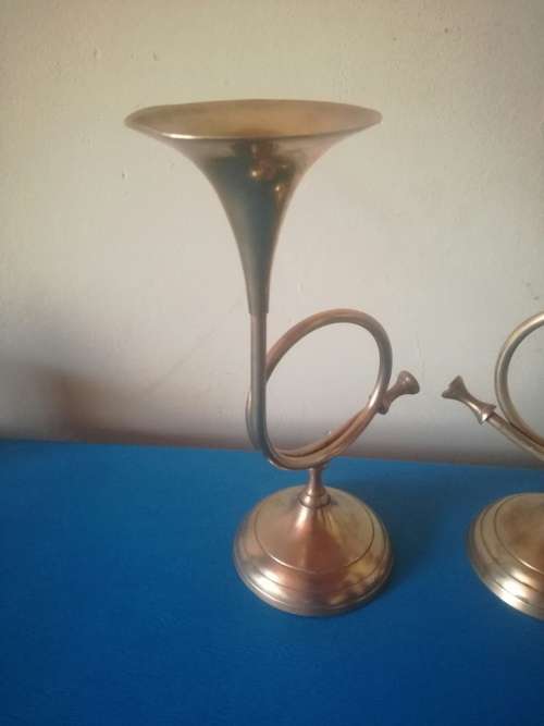 Brass Trumpet Candle Holders