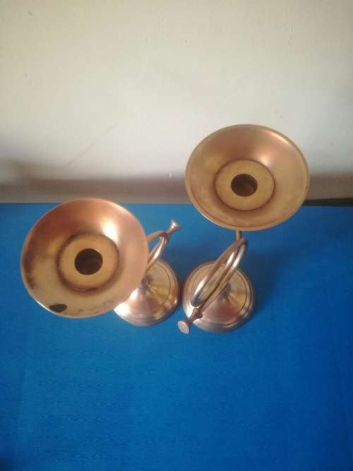 Brass Trumpet Candle Holders
