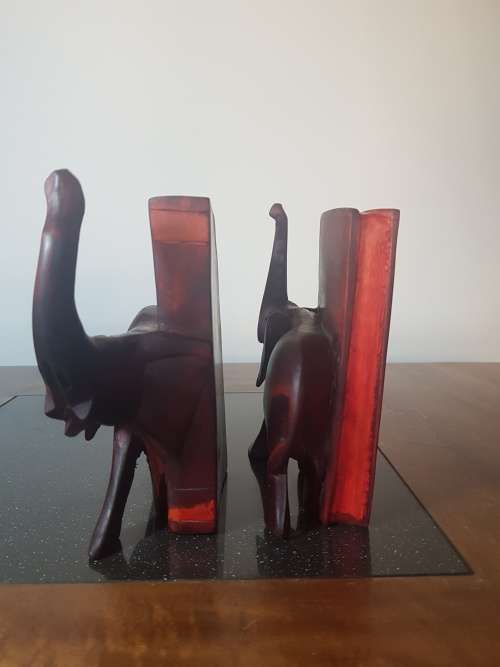 Solid wood Elephant Book Ends