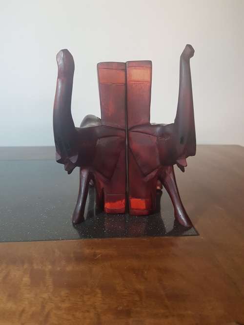 Solid wood Elephant Book Ends