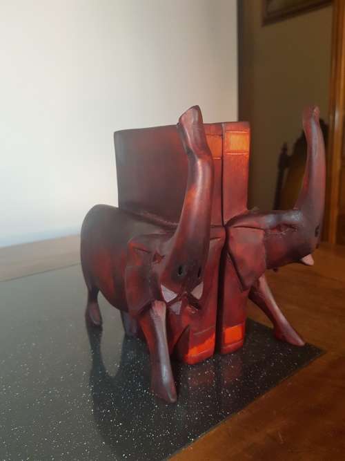 Solid wood Elephant Book Ends
