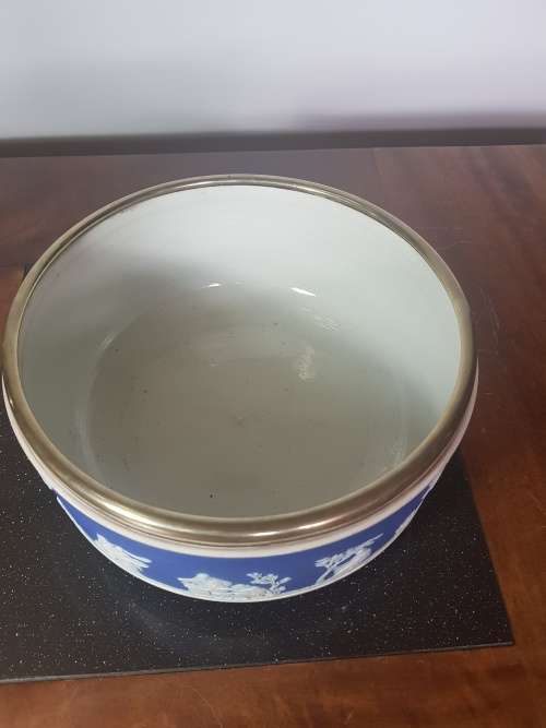 Large Wedgewood Jasperware Cobalt Blue Fruit Bowl. Marked