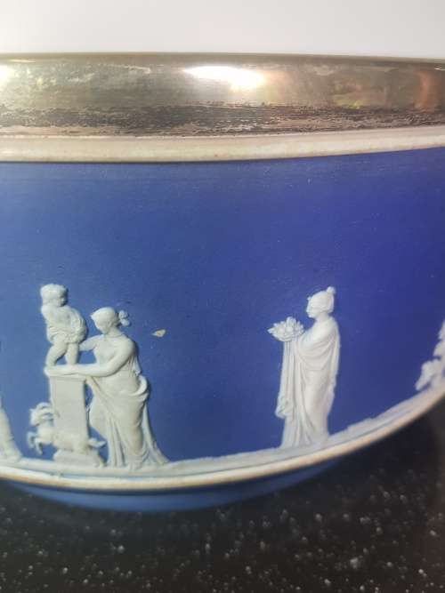 Large Wedgewood Jasperware Cobalt Blue Fruit Bowl. Marked