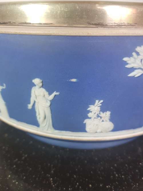 Large Wedgewood Jasperware Cobalt Blue Fruit Bowl. Marked