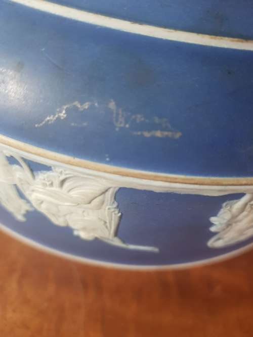 Large Wedgewood Jasperware Cobalt Blue Fruit Bowl. Marked