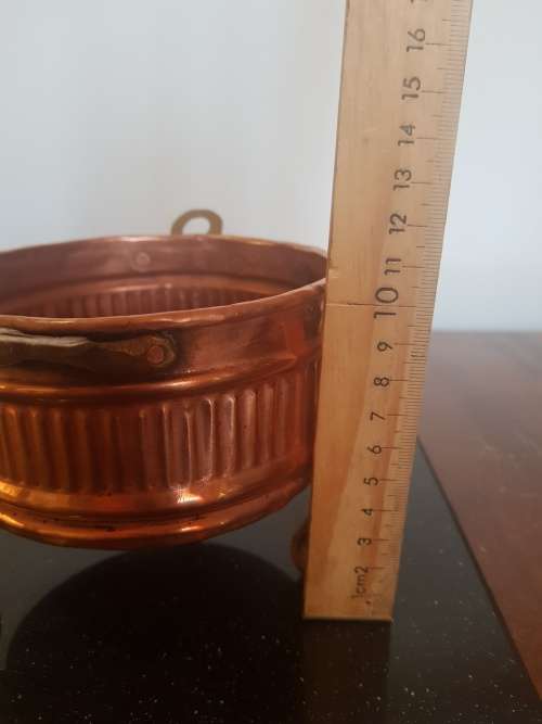 Antique Hand Made Copper And Brass Footed Bowl