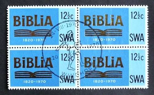 Stamps SWA Biblia block of 4 1970 mint CTO