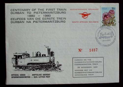 FDC/EDK Railway Centenary 1st Train DBN-PMB