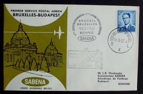 Letter of Commemoration Sabena first flight Budapest