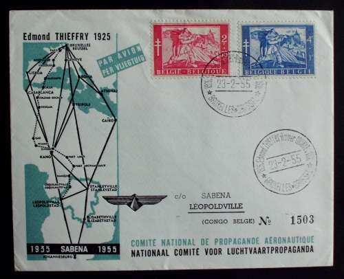 Letter of Commemoration Sabena Jhb-Brussels 1955