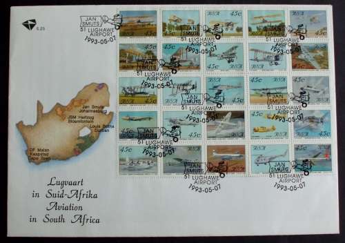 FDC/EDK SA  Aviation 1993 issued at Jan Smuts Airport.