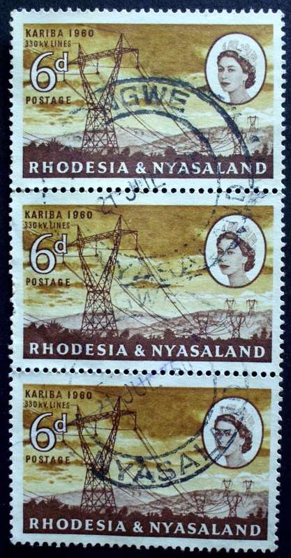 Stamp Rhodesia and Nyasaland block 1960 Kariba used