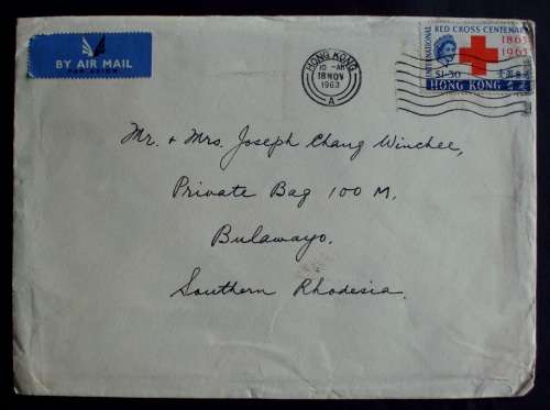 Letter Hong Kong Red cross centenary 1963