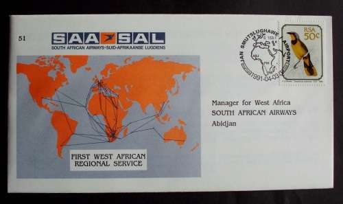 FDC SAA JHB-Abidjan First Flight signed