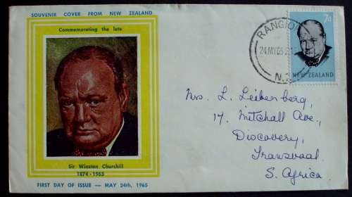 Fdc New Zealand Sir Winston Churchill 1965 used