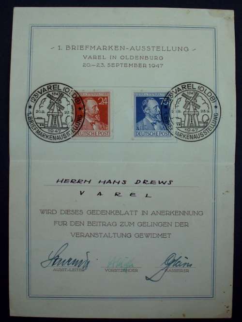 Stamp - Letter Commemorating Exhibition - Germany 1947