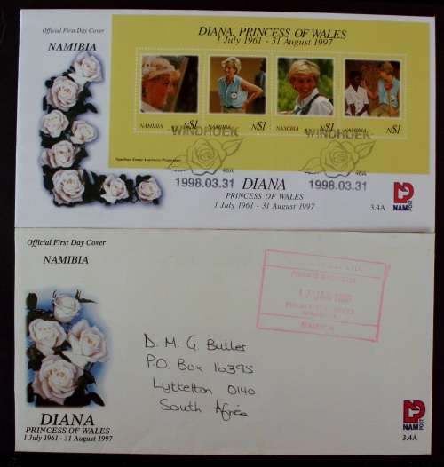 FDC Namibia Diana 1998 x2