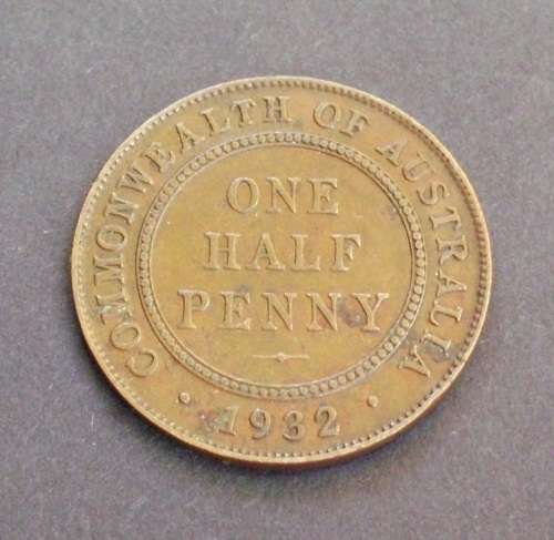 Coin Australia Half Penny 1932 vf