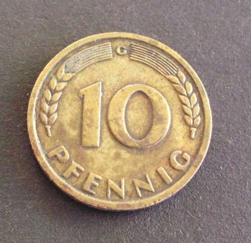 Coin Germany 10 pfennig 1949g ef