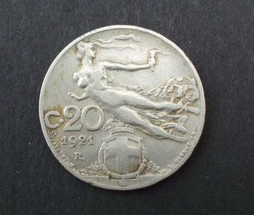 Coin Italy 20 Centimos 1921r fine