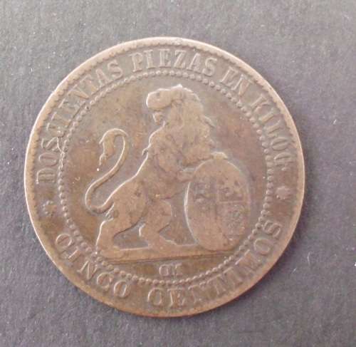 Coin Spain 1870 10 centimos fine