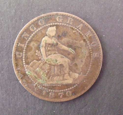 Coin Spain 1870 10 centimos fine