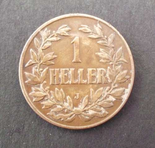 Coin German East africa 1 Heller 1907J rare Ef