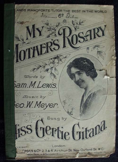 Antique Music sheet `My Mothers Rosary` 1916