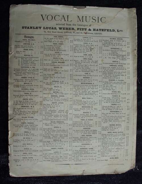 Antique Music sheet `A Gondoliers Love Song` 1909