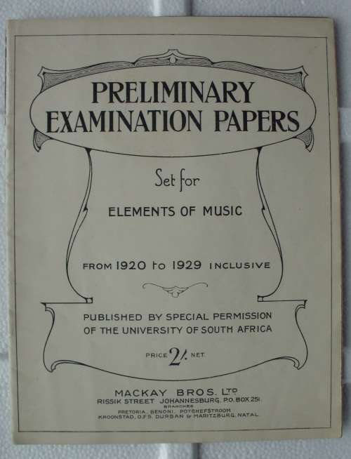 Music sheet 1920-1929 Exam Papers