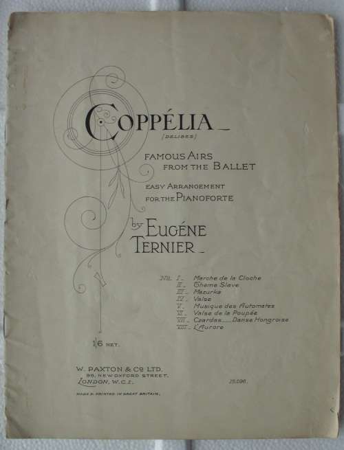 Music sheet `Coppelia ` antique