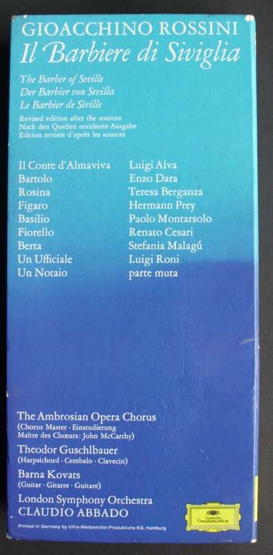 Music cassettes 3 piece `The Barber Of Seville` vintage