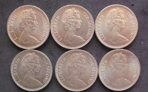 Coin Rhodesia 25c x 6 1964 almost unc.